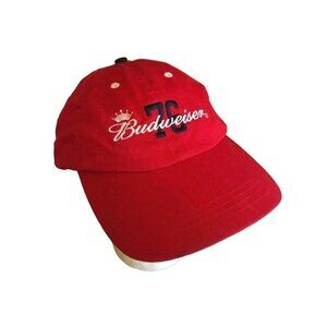 Budweiser Hat Red 76 Logo Baseball Cap Anheuser-Busch 2007 Embroidered Strapback
